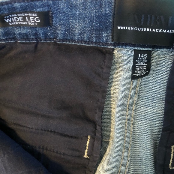 White House Black Market Extra High Rise Curvy Wide Leg Soft Denim Jeans 14S - Picture 7 of 8